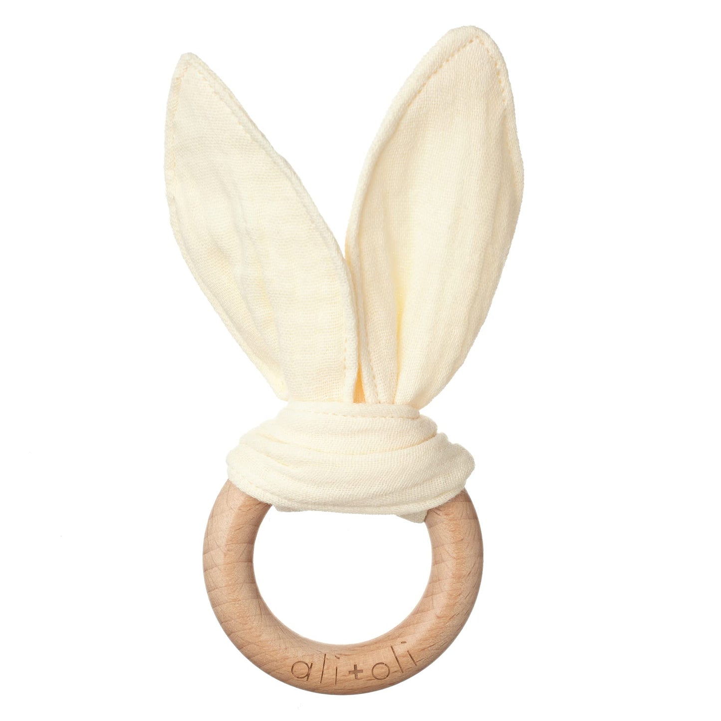Crinkle Bunny Ears Wooden Teethers