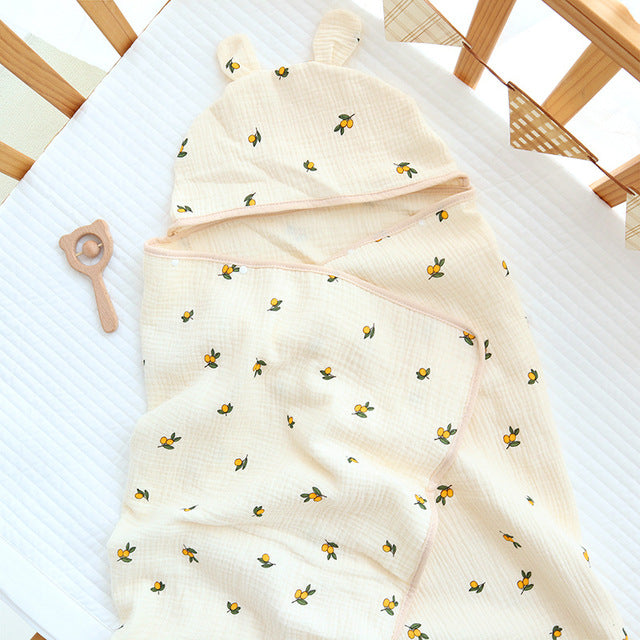 4-Layer Muslin Cotton Baby Hooded Towel & Blanket – Ultra Soft All-Season Wrap