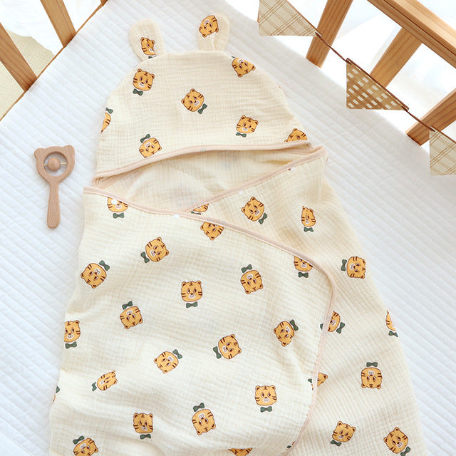 4-Layer Muslin Cotton Baby Hooded Towel & Blanket – Ultra Soft All-Season Wrap