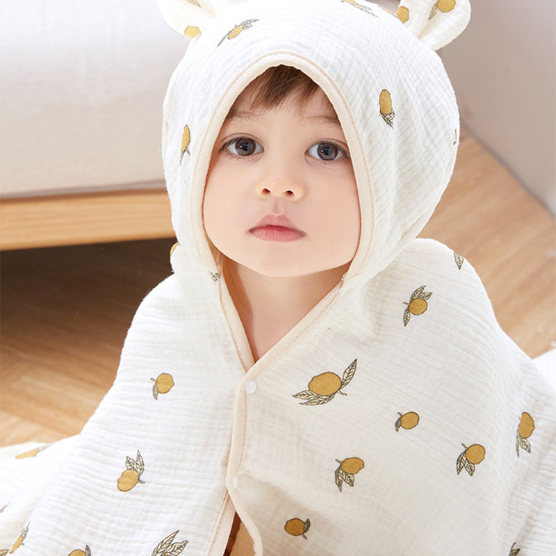 4-Layer Muslin Cotton Baby Hooded Towel & Blanket – Ultra Soft All-Season Wrap