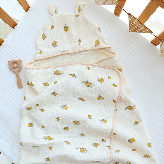 4-Layer Muslin Cotton Baby Hooded Towel & Blanket – Ultra Soft All-Season Wrap
