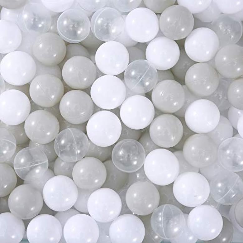 Ball Pit Balls -200 pcs - 3 Color White, Clear and Warm Grey