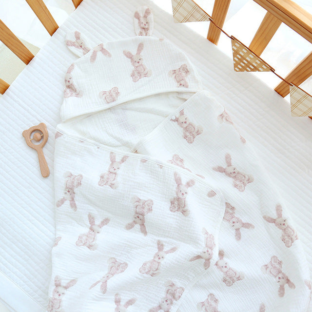 4-Layer Muslin Cotton Baby Hooded Towel & Blanket – Ultra Soft All-Season Wrap