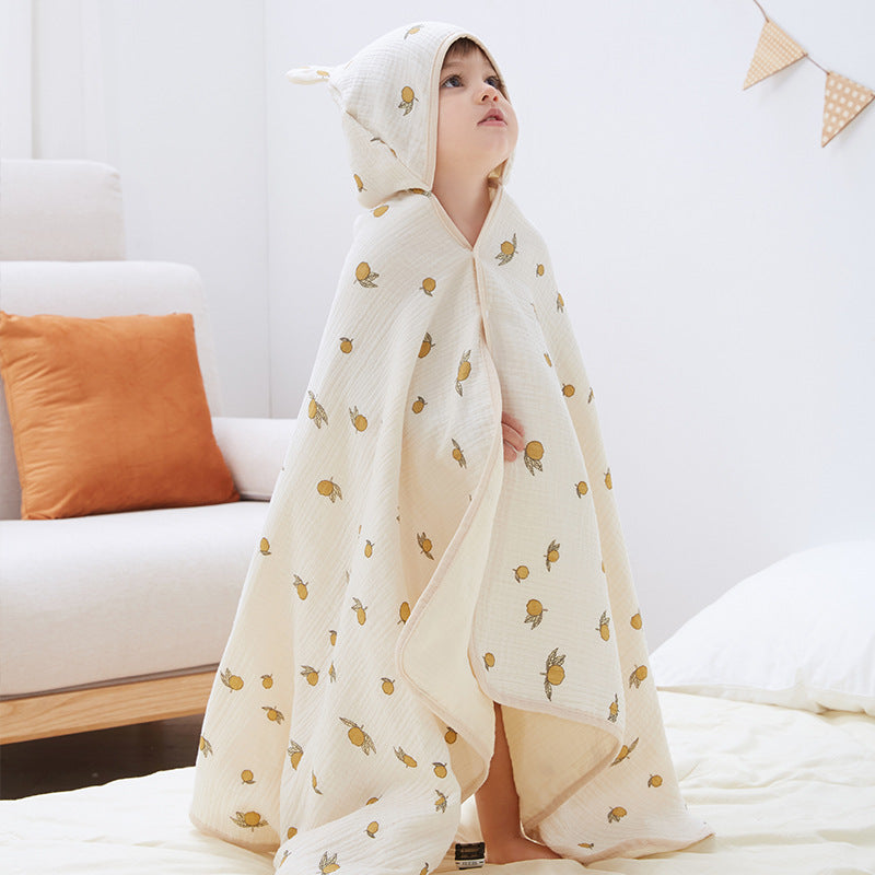 4-Layer Muslin Cotton Baby Hooded Towel & Blanket – Ultra Soft All-Season Wrap