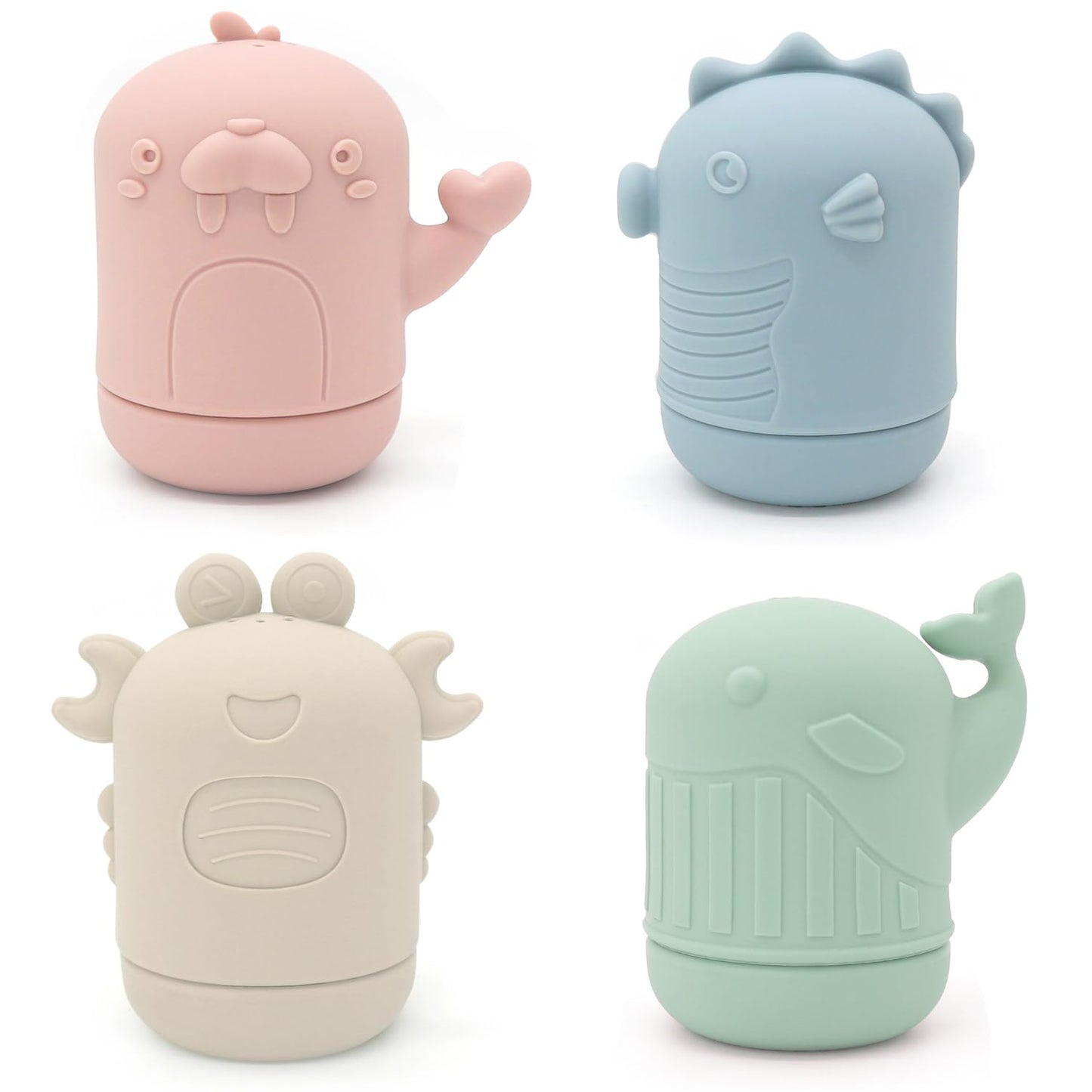 Silicone Baby Bath Toys (Mold-Free) – Soft Squirting Animal Set