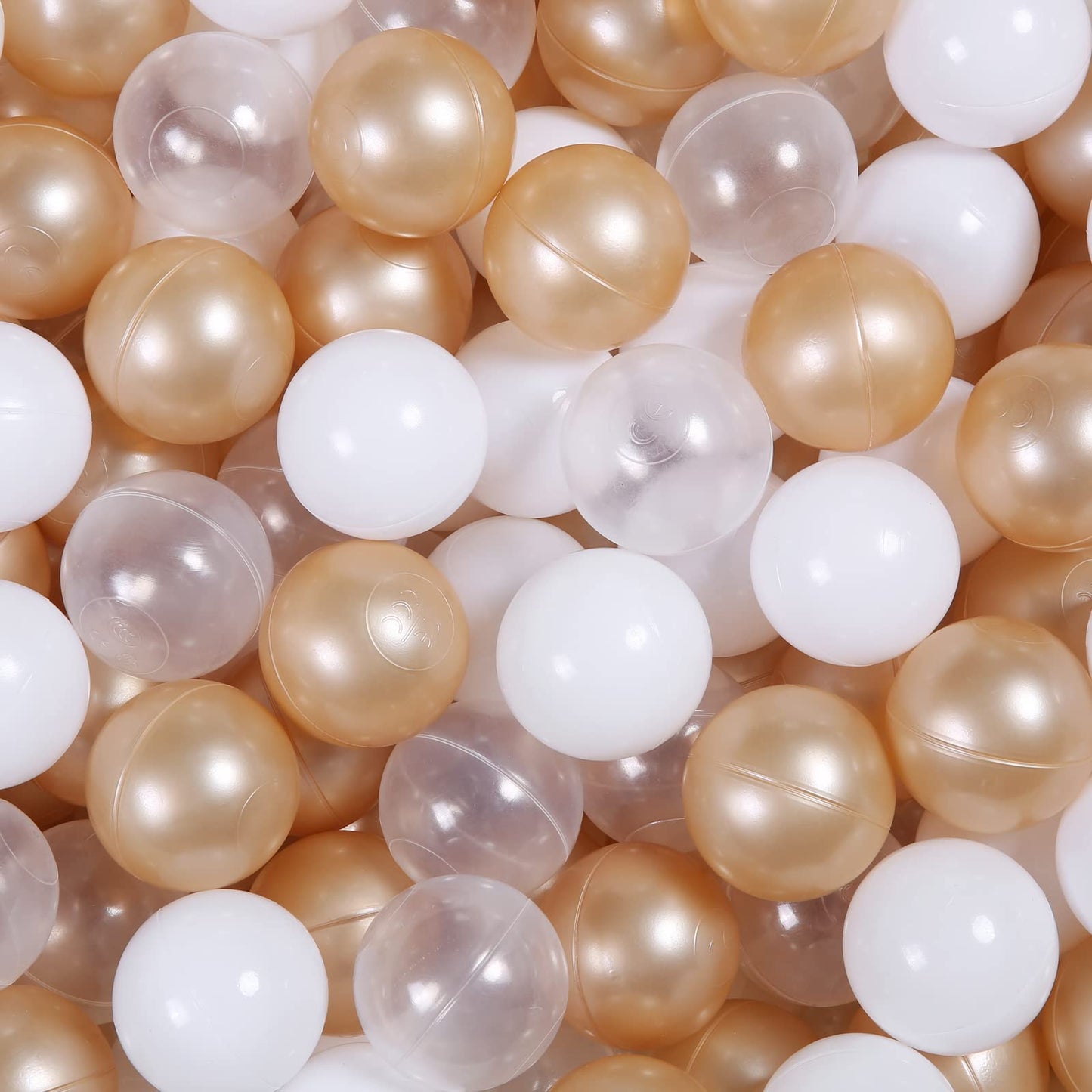Ball Pit Balls -100 Plastic Balls - White Brown Clear