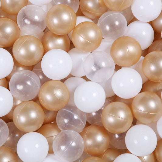 Ball Pit Balls -100 Plastic Balls - White Brown Clear