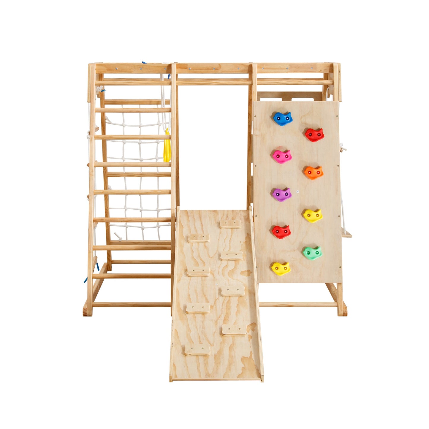 Wooden Gym 8-in-1 Indoor Playground Climbing Playset