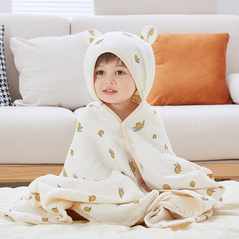4-Layer Muslin Cotton Baby Hooded Towel & Blanket – Ultra Soft All-Season Wrap
