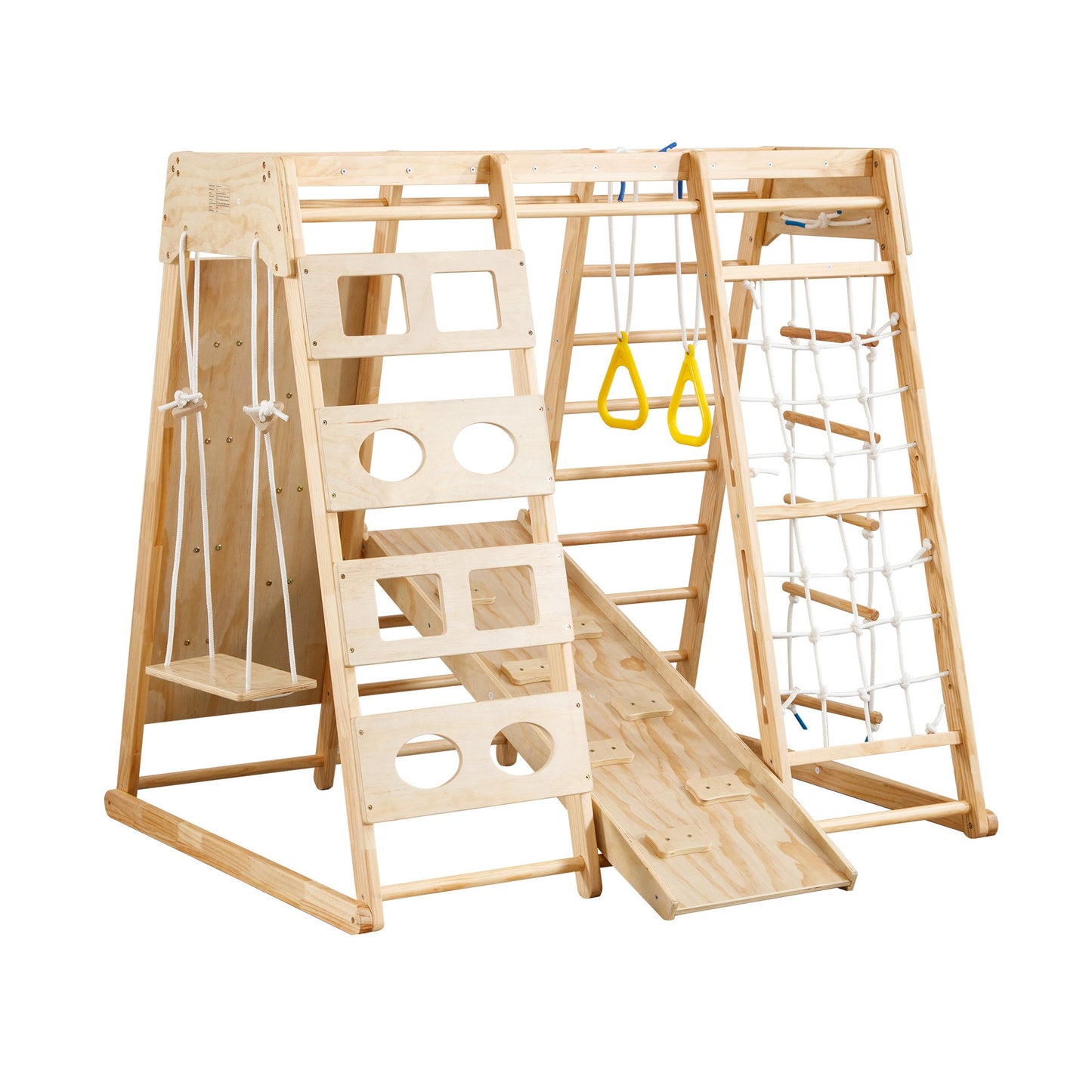 Wooden Gym 8-in-1 Indoor Playground Climbing Playset