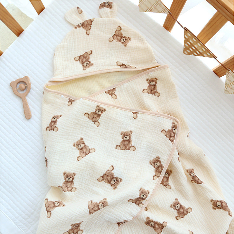 4-Layer Muslin Cotton Baby Hooded Towel & Blanket – Ultra Soft All-Season Wrap